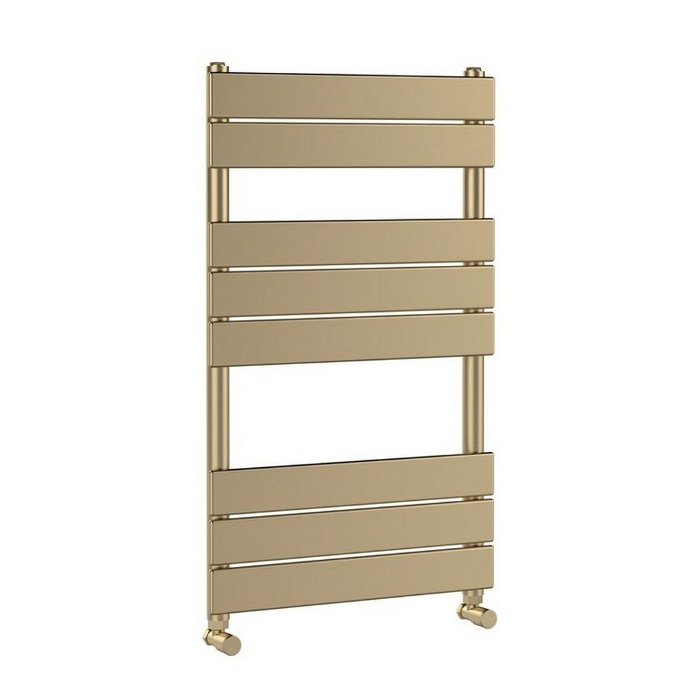 Nuie Piazza Square Flat Brushed Brass Towel Radiator 840 x 500mm (1)