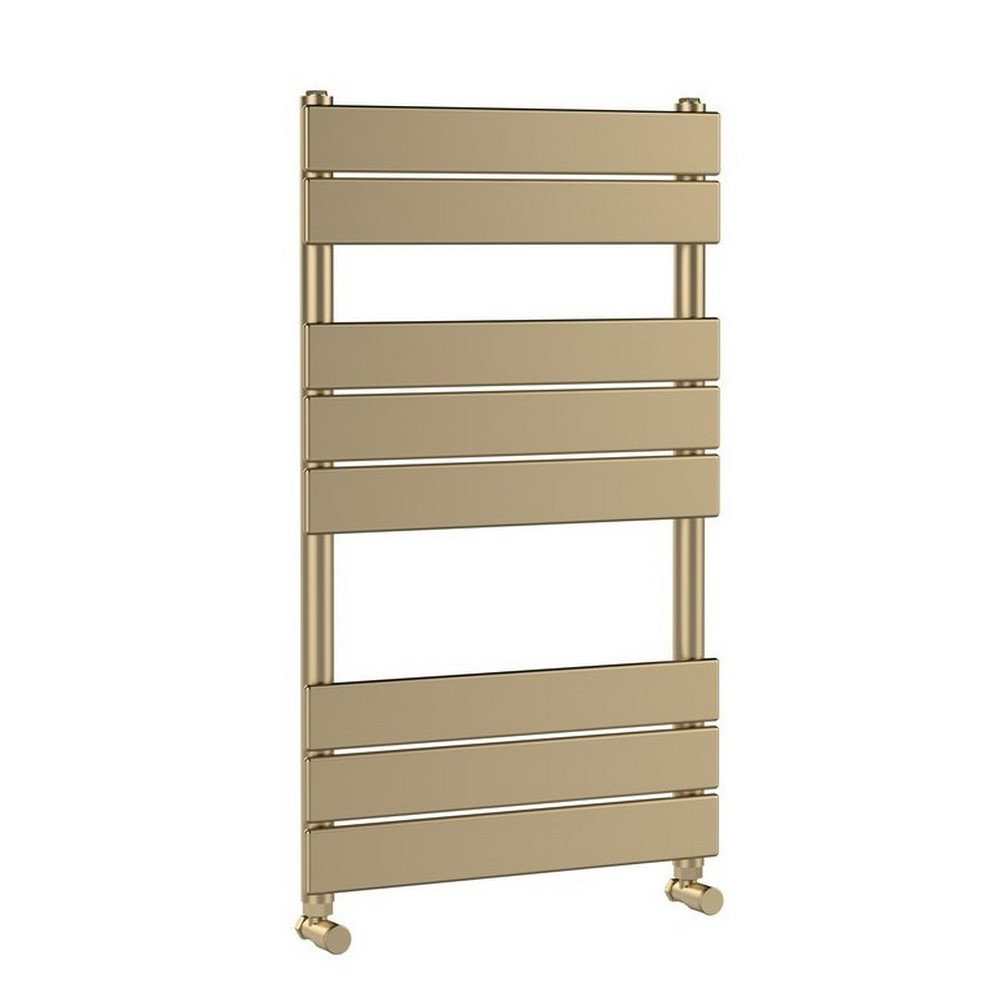 Nuie Piazza Square 840 x 500mm Flat Brushed Brass Towel Radiator
