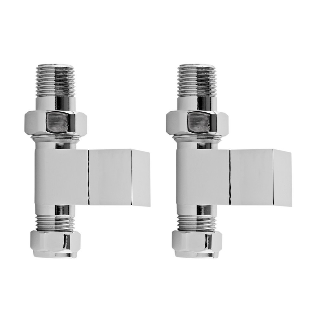 Nuie Pure Square Straight Radiator Valves Pair (1)