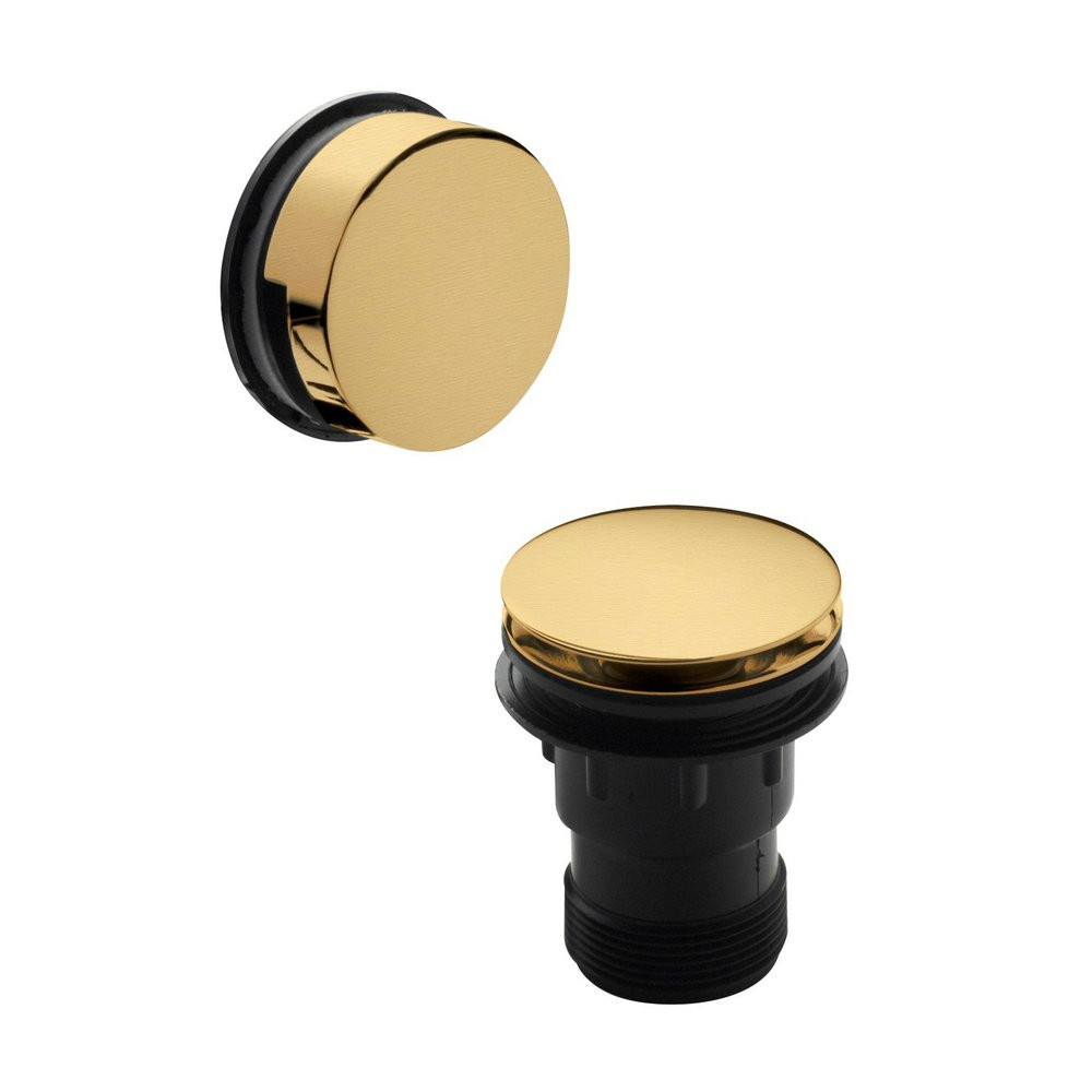 Nuie Push Button Brushed Brass Bath Waste with Minimalist Overflow (1)