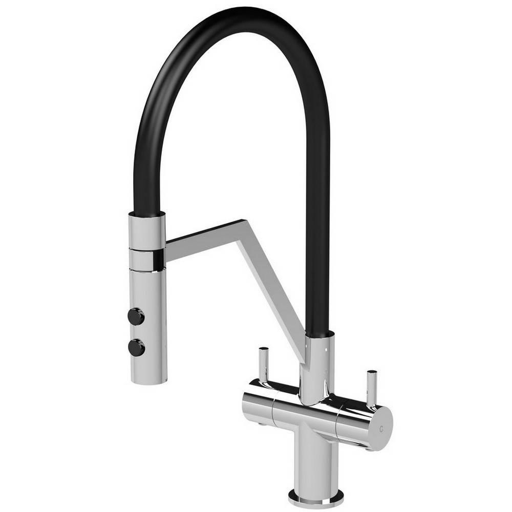 Nuie Ravi Mono Dual Lever Kitchen Tap in Chrome