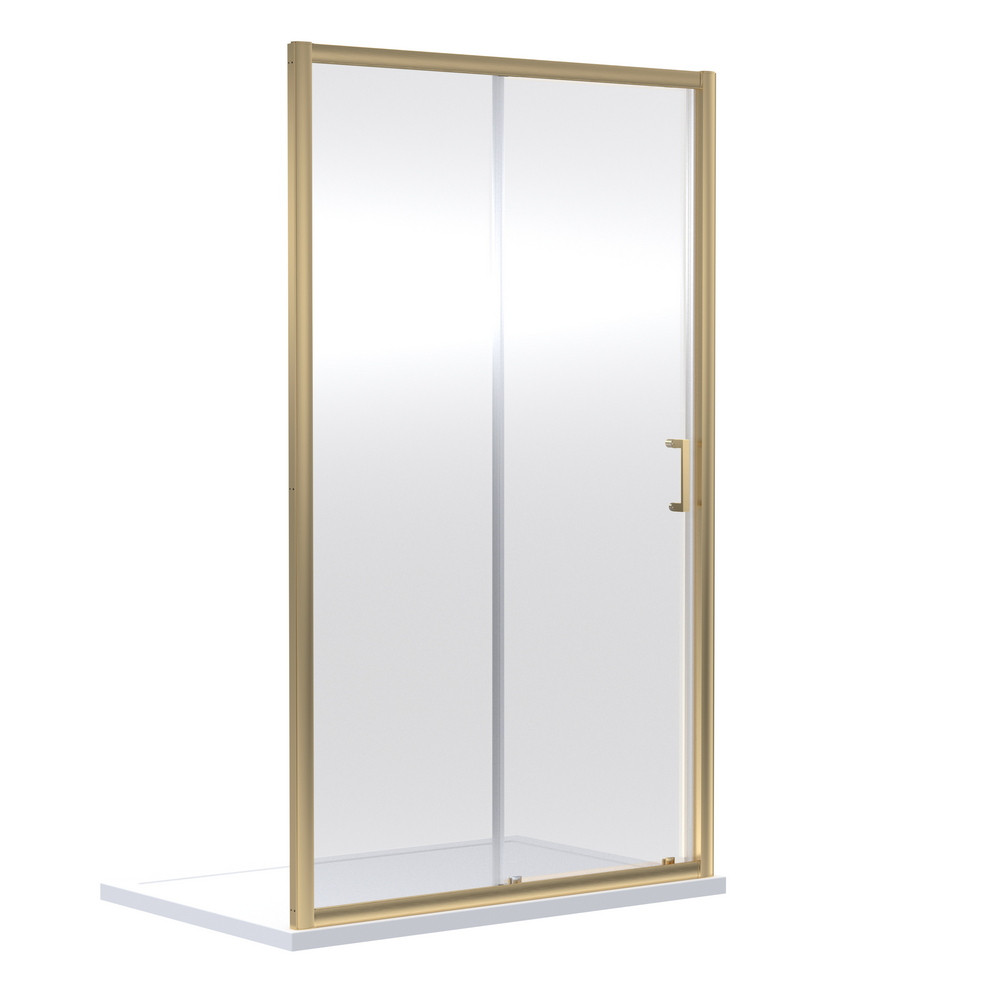 Nuie Rene 1000mm Single Sliding Shower Door in Brushed Brass