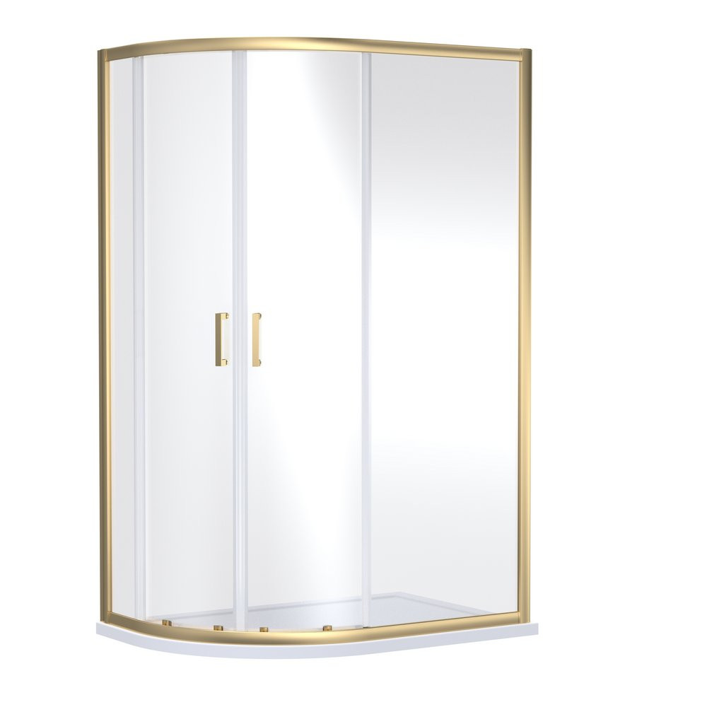 Nuie Rene 1200 x 800mm Brushed Brass Offset Quadrant Shower Enclosure