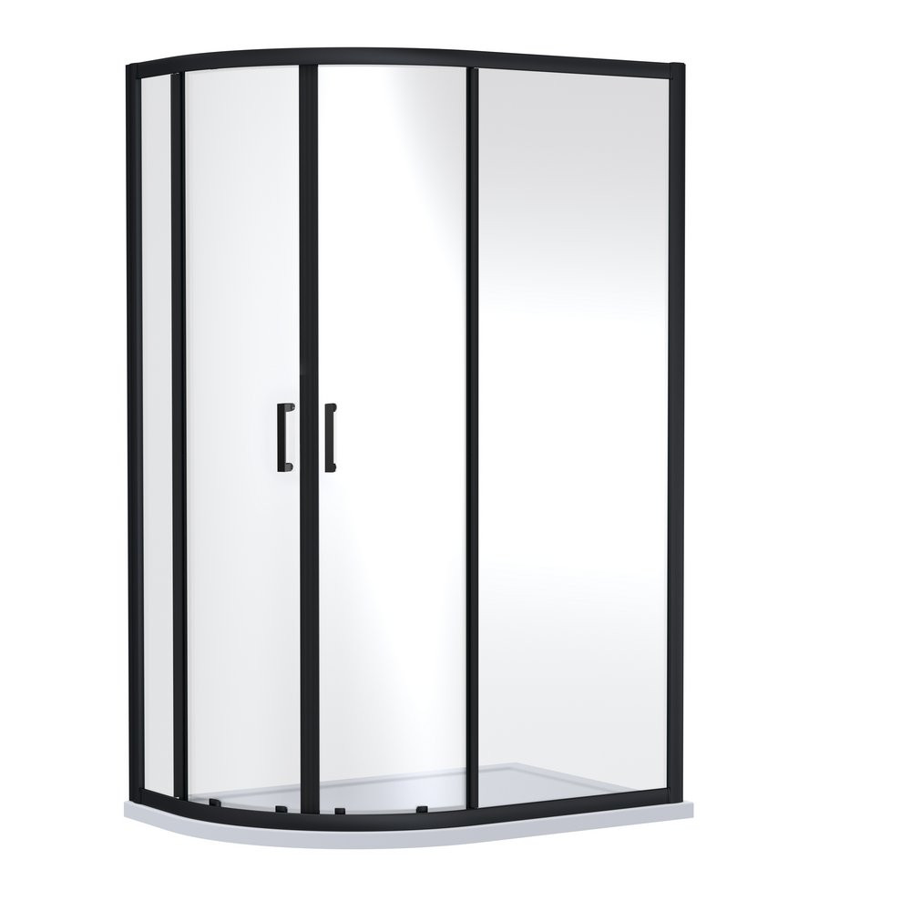 Nuie Rene 1200 x 900mm Black Offset Quadrant Shower Enclosure