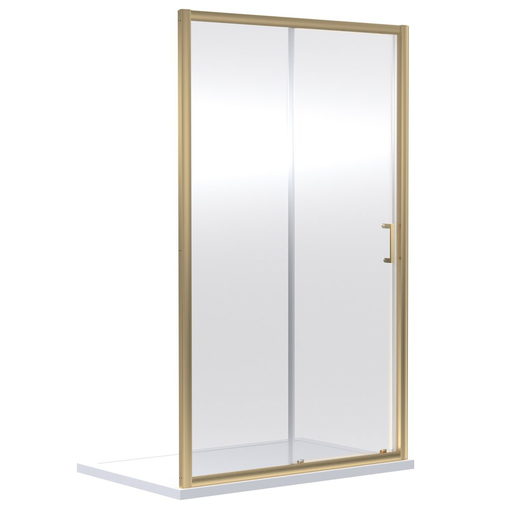 Nuie Rene 1200mm Single Sliding Shower Door in Brushed Brass