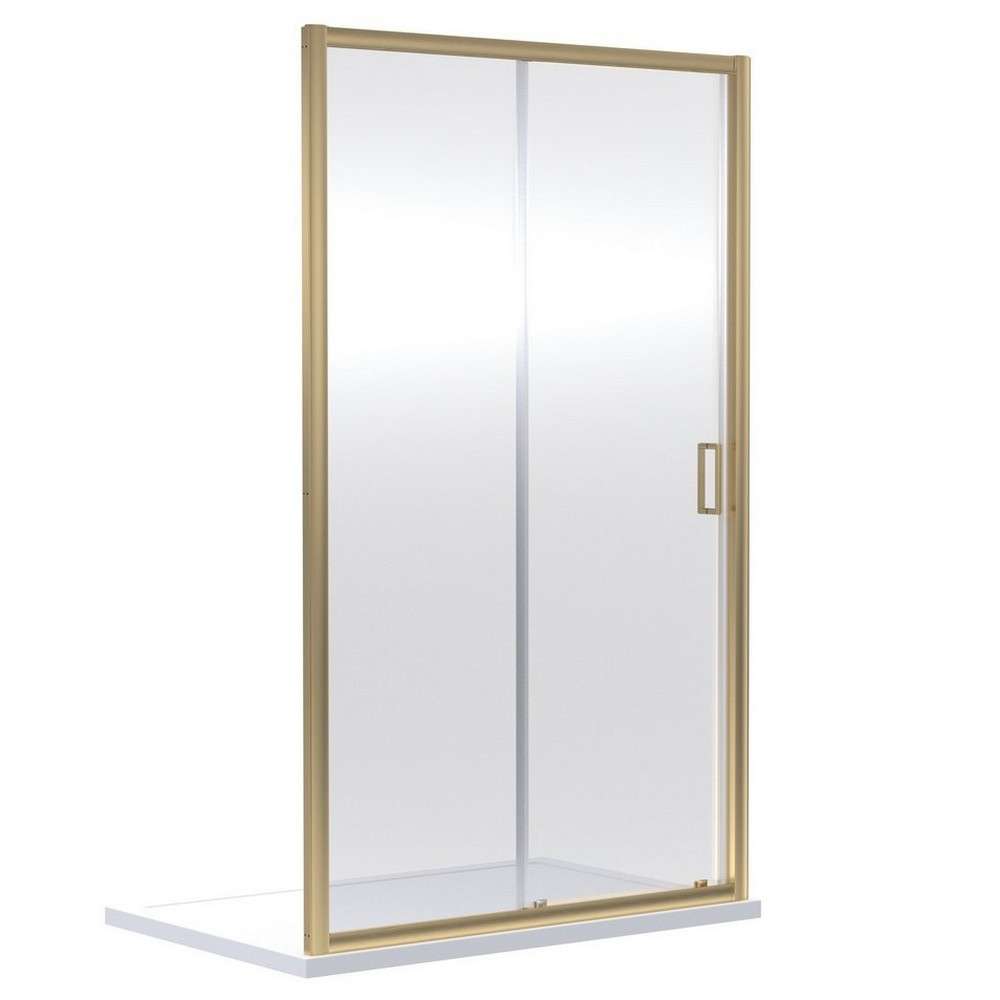Nuie Rene 1400mm Single Sliding Shower Door in Brushed Brass (1)