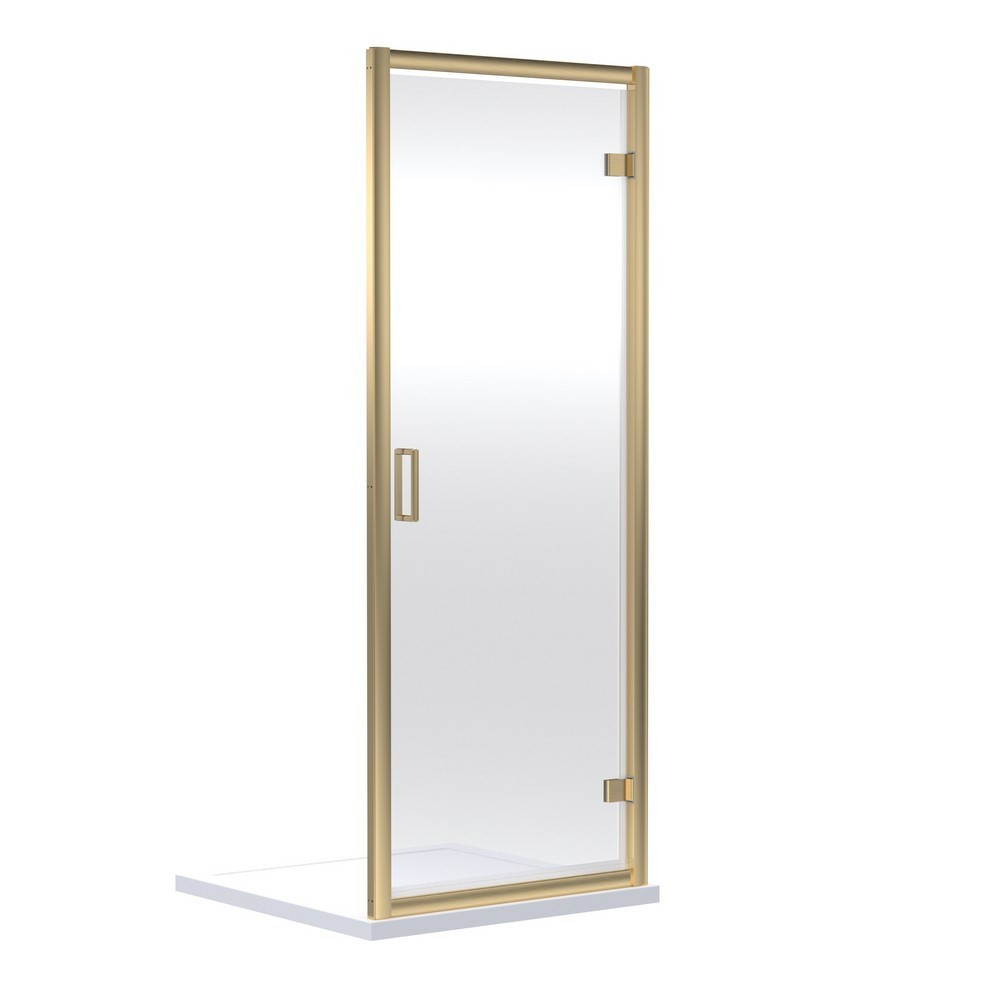 Nuie Rene 700mm Hinged Shower Door in Brushed Brass (1)