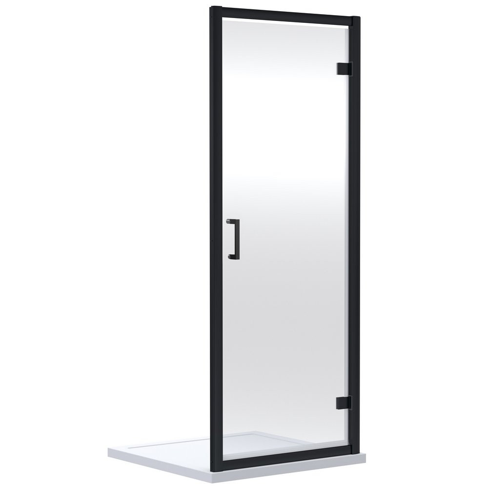 Nuie Rene 800mm Hinged Shower Door in Black