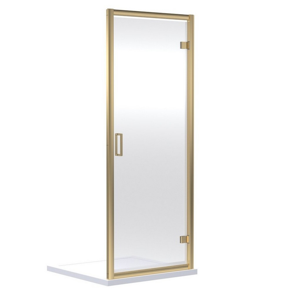 Nuie Rene 800mm Hinged Shower Door in Brushed Brass (1)