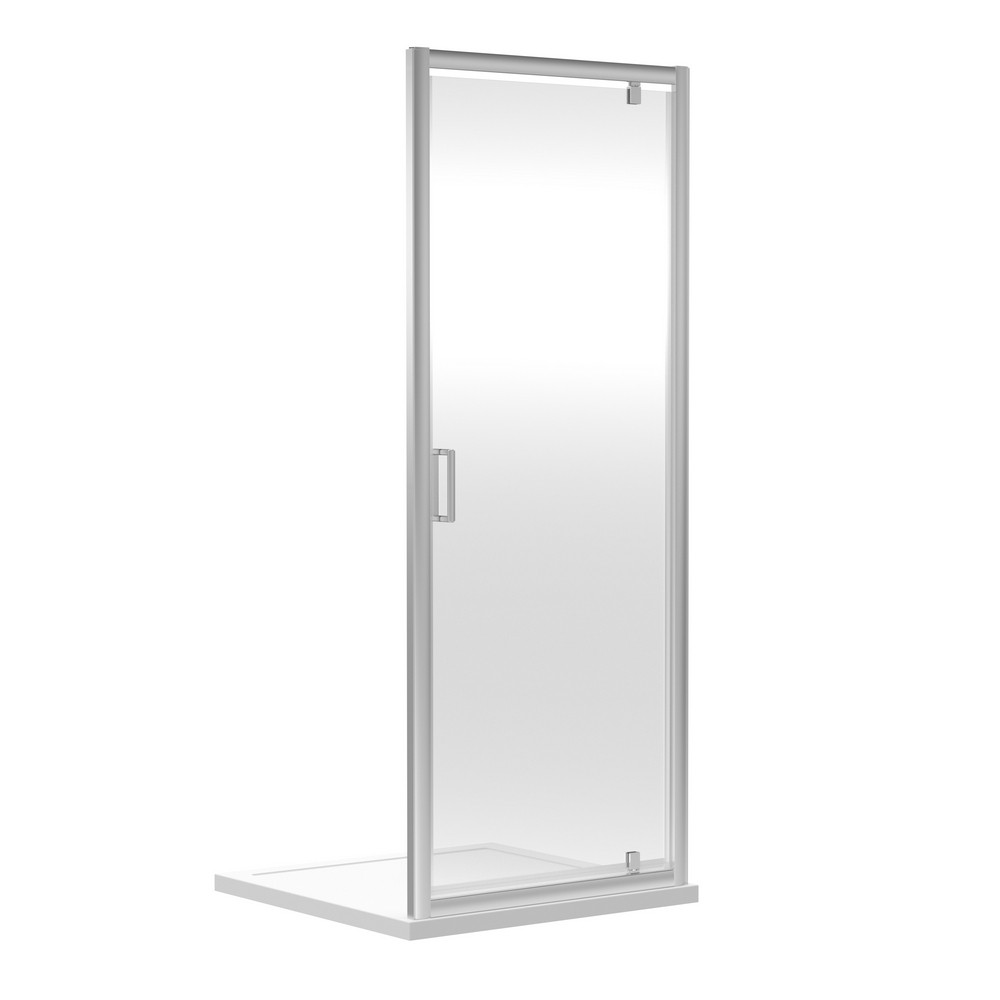 Nuie Rene 800mm Pivot Shower Door in Satin Chrome