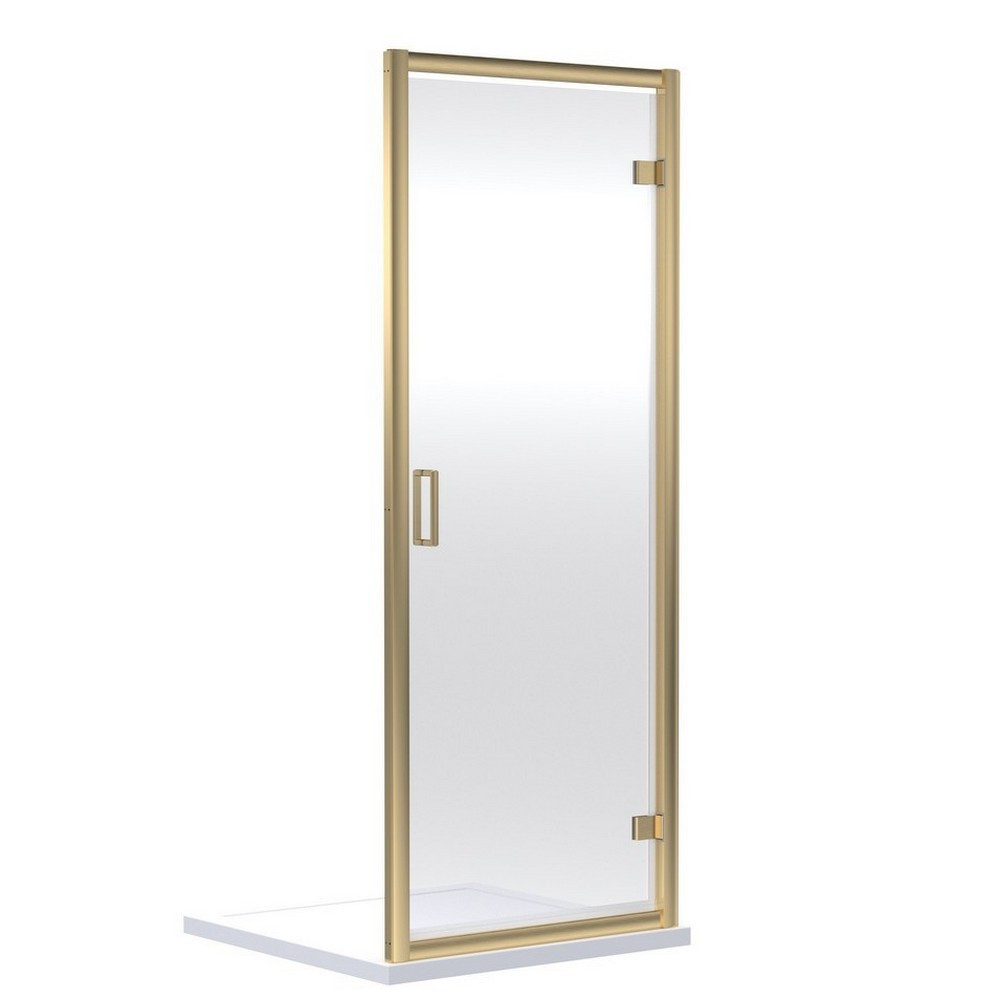 Nuie Rene 900mm Hinged Shower Door in Brushed Brass (1)