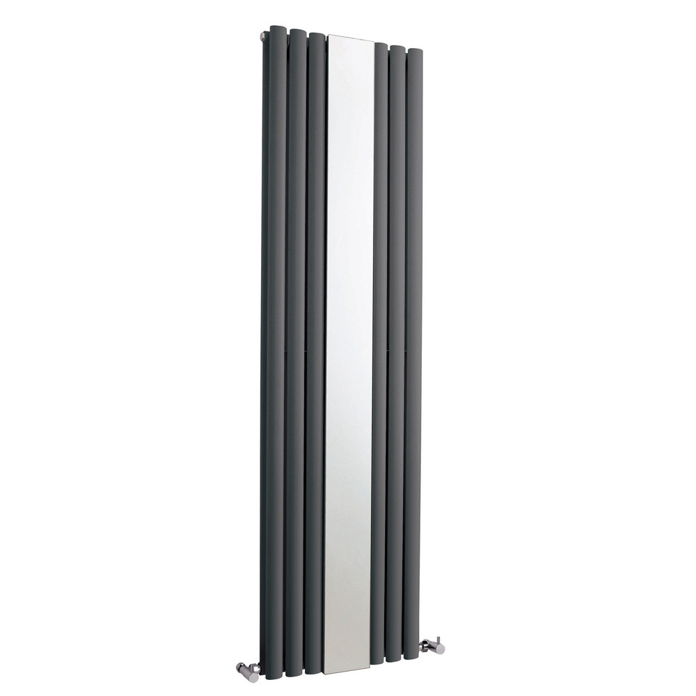 Nuie Revive Vertical Anthracite 1800 x 499mm Radiator Double Panel With Mirror