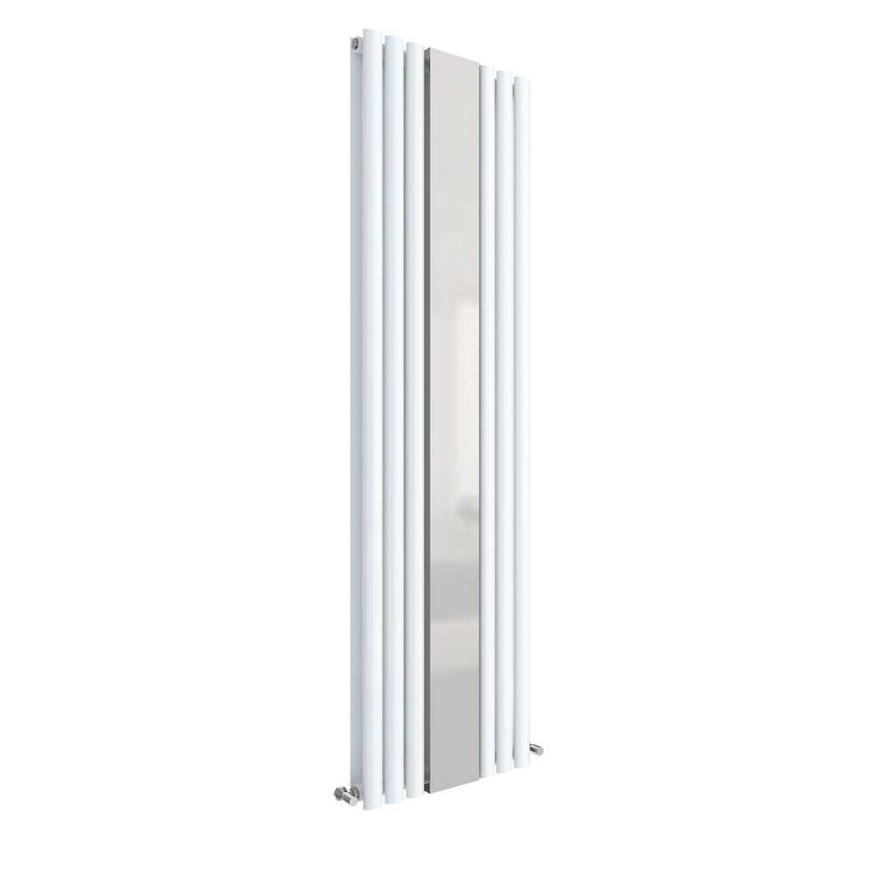 Nuie Revive Vertical Gloss White 1800 x 499mm Radiator Double Panel With Mirror