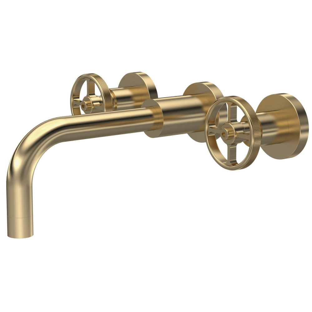 Nuie Revolution Brushed Brass Wall Mounted Basin Mixer