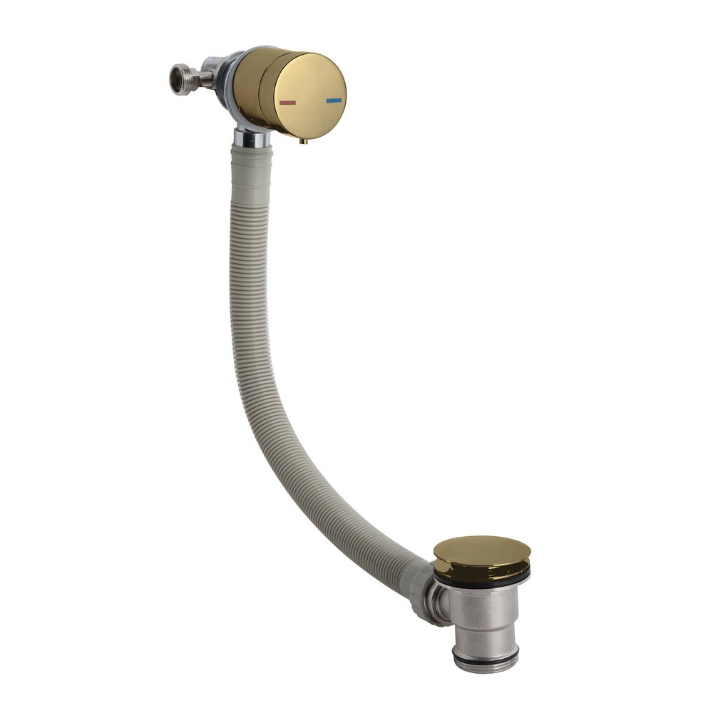 Nuie Round Brushed Brass Single Lever Freeflow Bath Filler