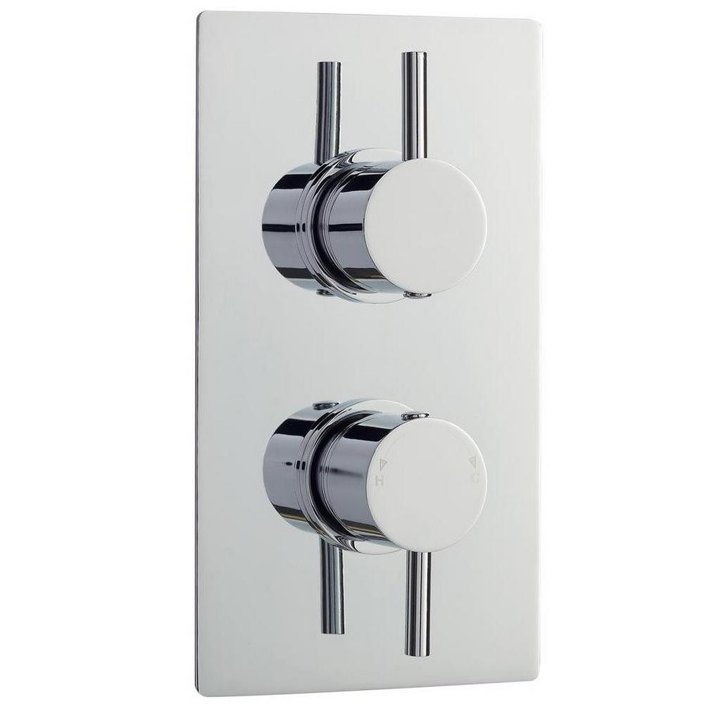 Nuie Round Chrome Twin Shower Valve with Two Outlets and Diverter