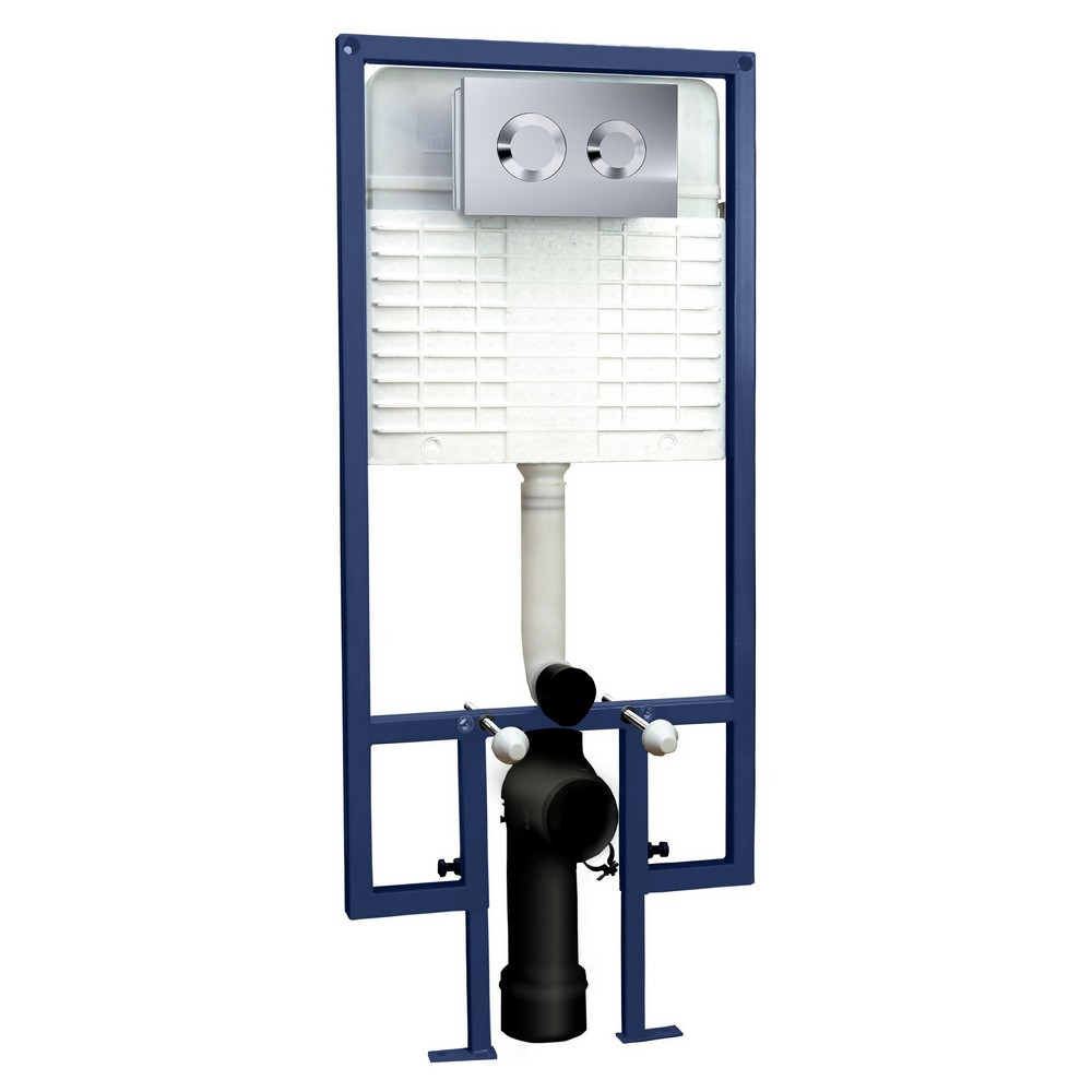 Nuie Round Dual Flush Concealed WC Cistern with Wall Hung Frame