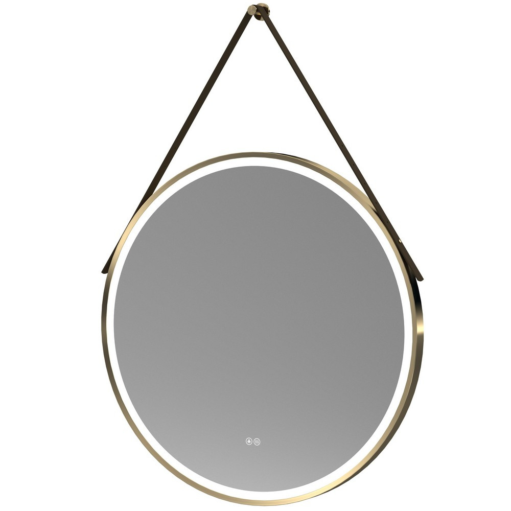 Nuie Salana 800mm Brushed Brass Framed LED Mirror with Touch Sensor and Strap