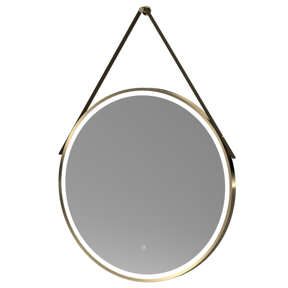 Nuie Salana 800mm Brushed Brass Framed LED Mirror with Touch Sensor and Strap