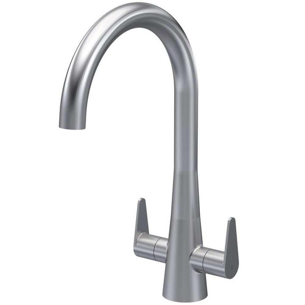 Nuie Samir Mono Dual Lever Kitchen Tap in Brushed Nickel (1)