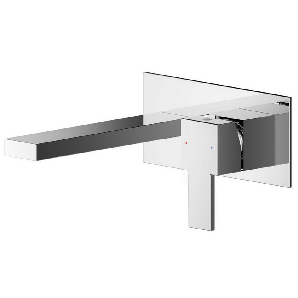 Nuie Sanford Chrome 2TH Wall Mounted Basin Mixer With Plate