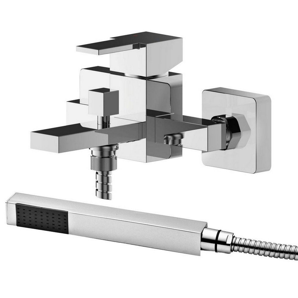 Nuie Sanford Chrome Wall Mounted Bath Shower Mixer With Kit