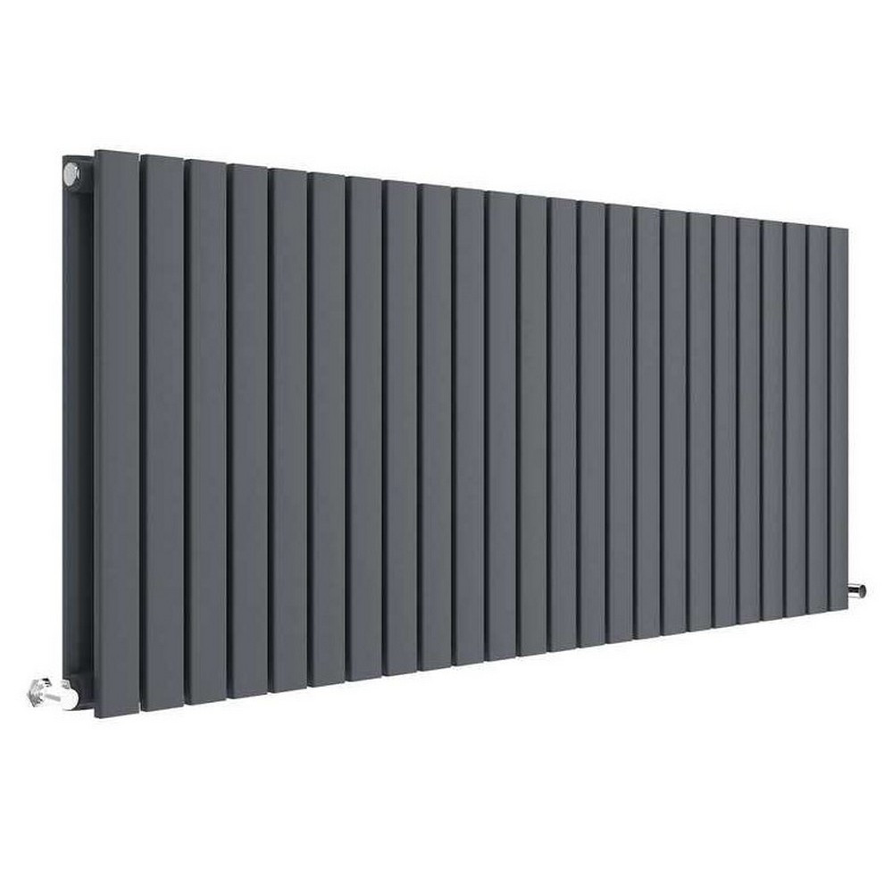 Nuie Sloane Horizontal Anthracite 600 x 1398mm Radiator Double Panel