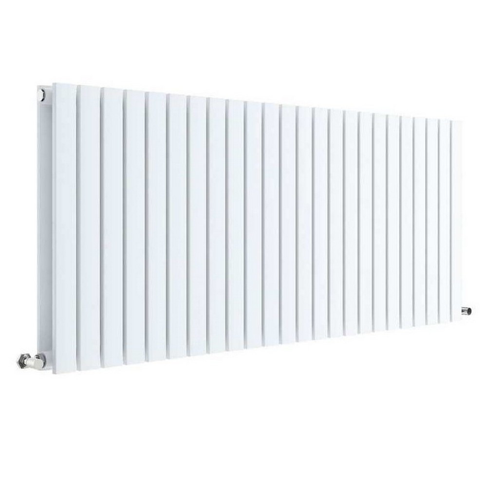 Nuie Sloane Horizontal Satin White 600 x 1398mm Radiator Double Panel