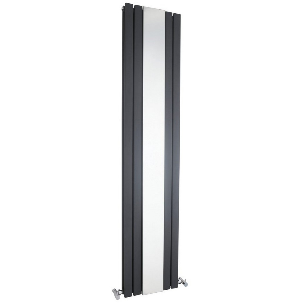 Nuie Sloane Vertical Anthracite 1800 x 381mm Radiator Double Panel with Mirror