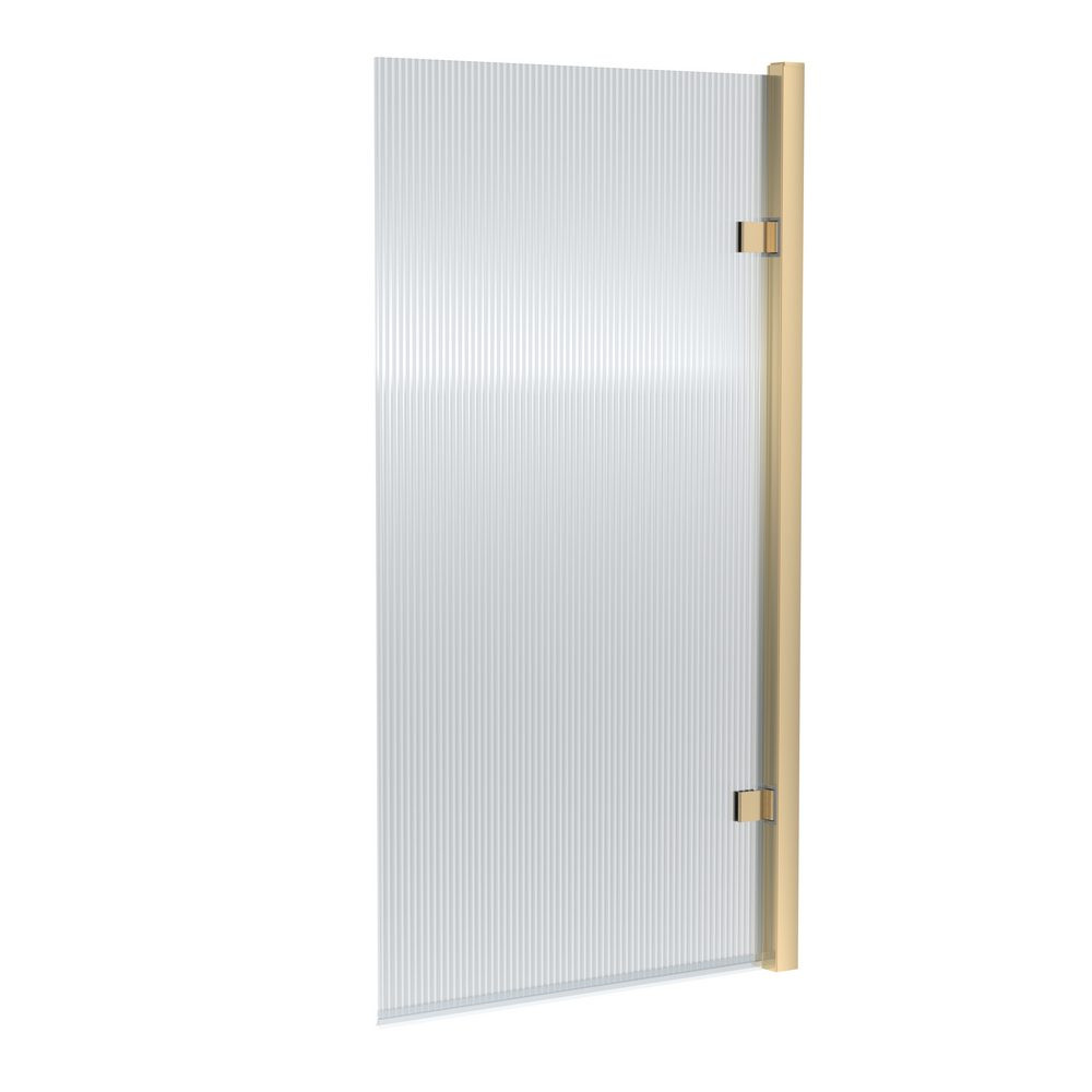 Nuie Square Hinged Brushed Brass 8mm Fluted Bath Screen