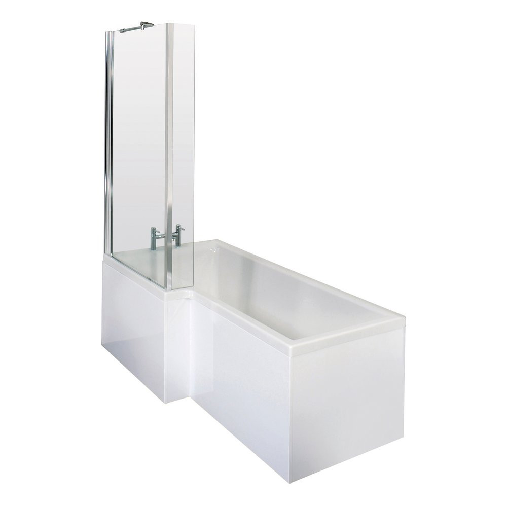 Nuie Square Left Handed 1500 x 850mm Shower Bath Set