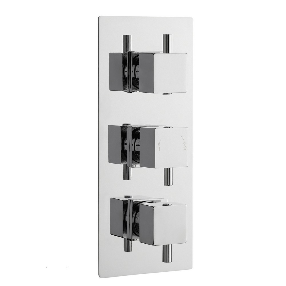 Nuie Square Triple Thermostatic Shower Valve with Diverter