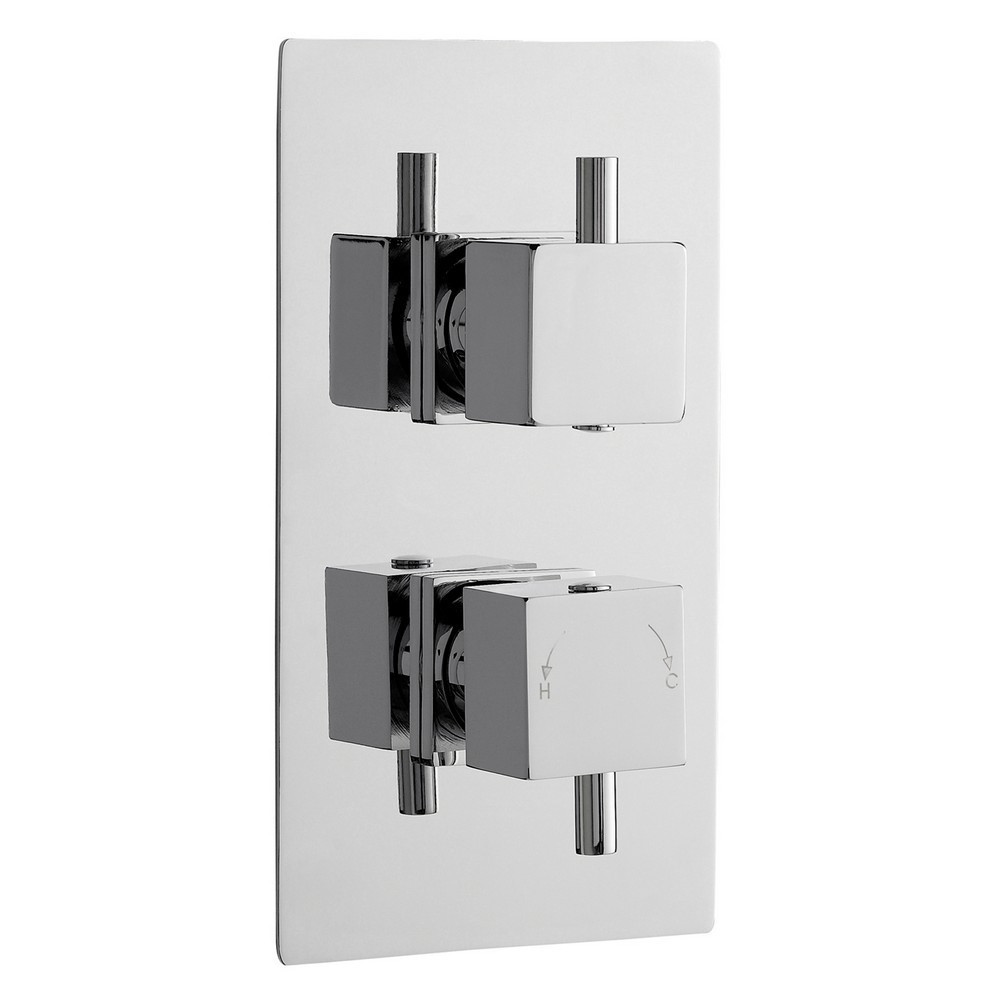 Nuie Square Twin Thermostatic Shower Valve with Diverter (1)