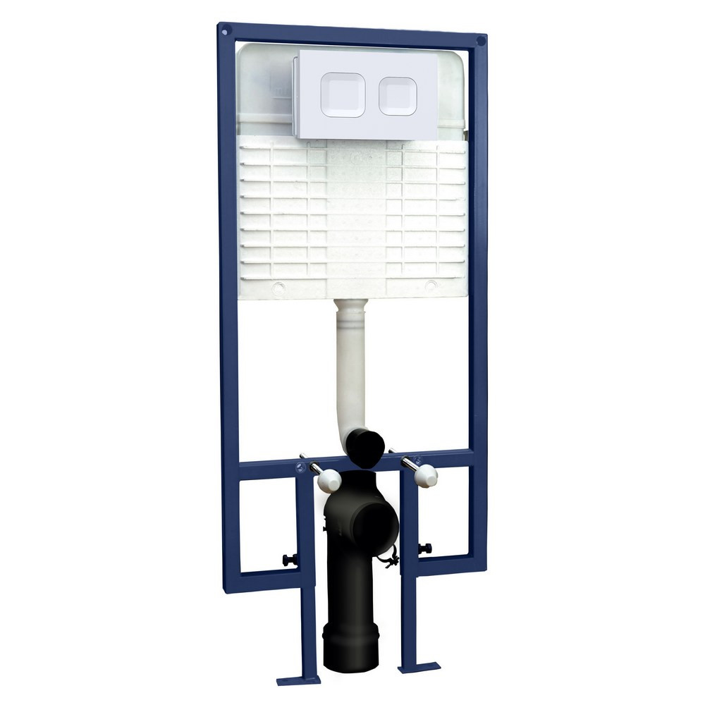 Nuie Square White Dual Flush Concealed WC Cistern & Wall Hung Frame (1)
