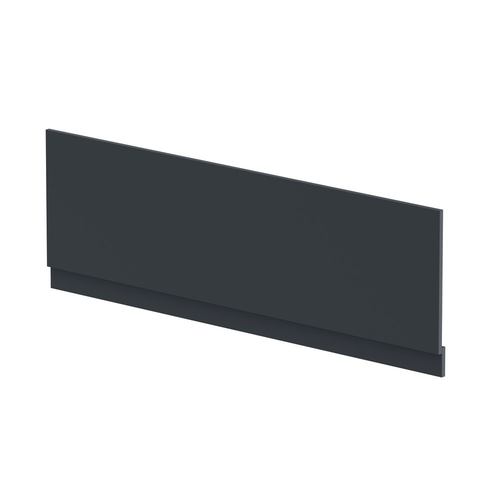 Nuie Standard 1700mm Satin Soft Black Front Bath Panel and Plinth