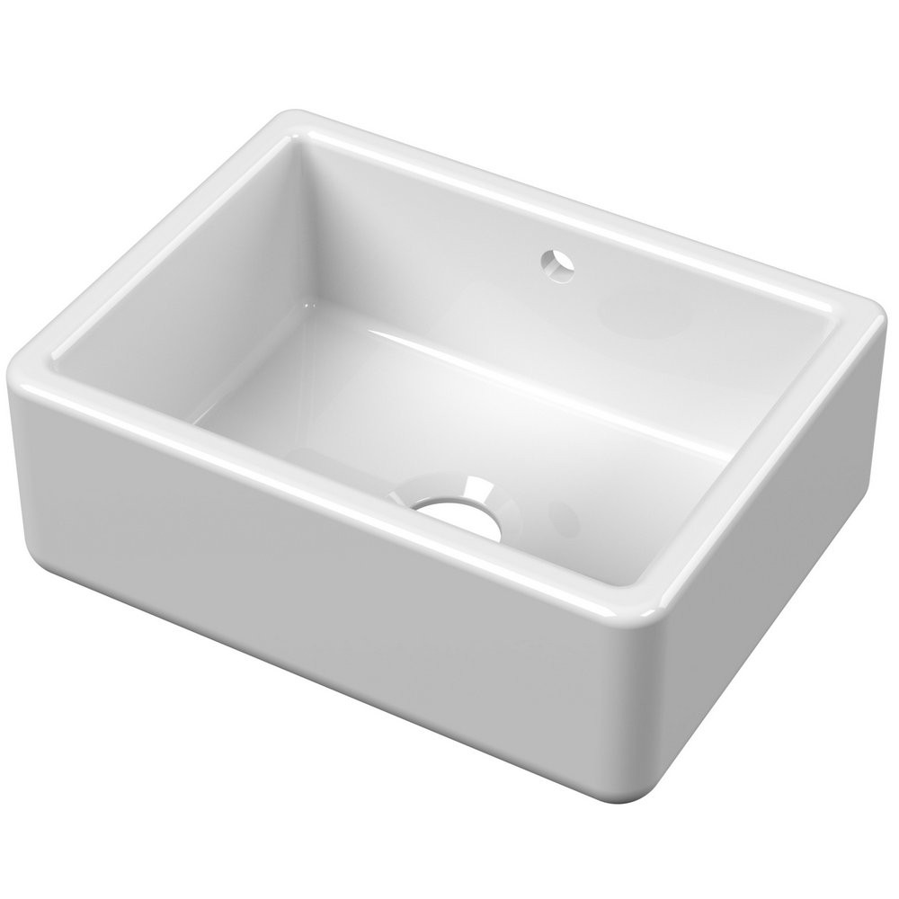 Nuie Thick Edged Butler 595 x 450mm White Fireclay Kitchen Sink