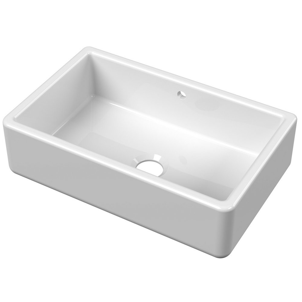 Nuie Thick Edged Butler 795 x 500mm White Fireclay Kitchen Sink