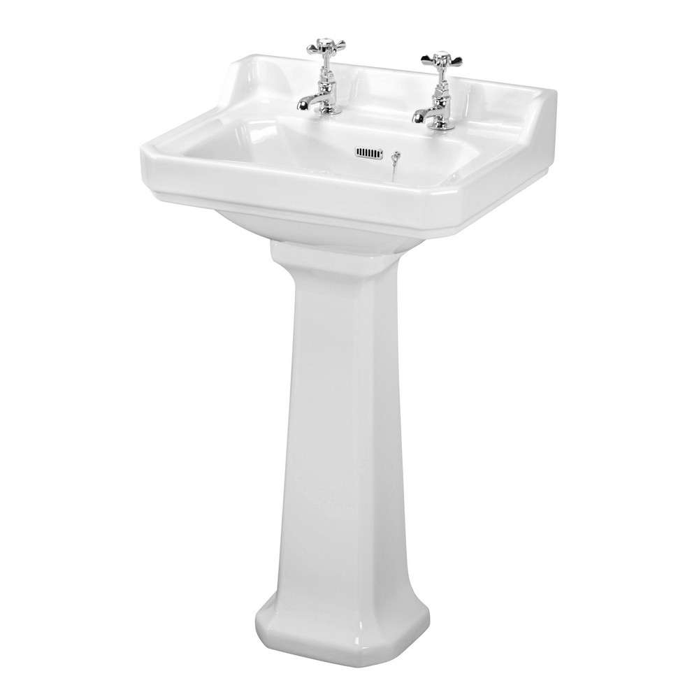 Nuie Traditional Carlton 560mm 2TH Basin and Pedestal