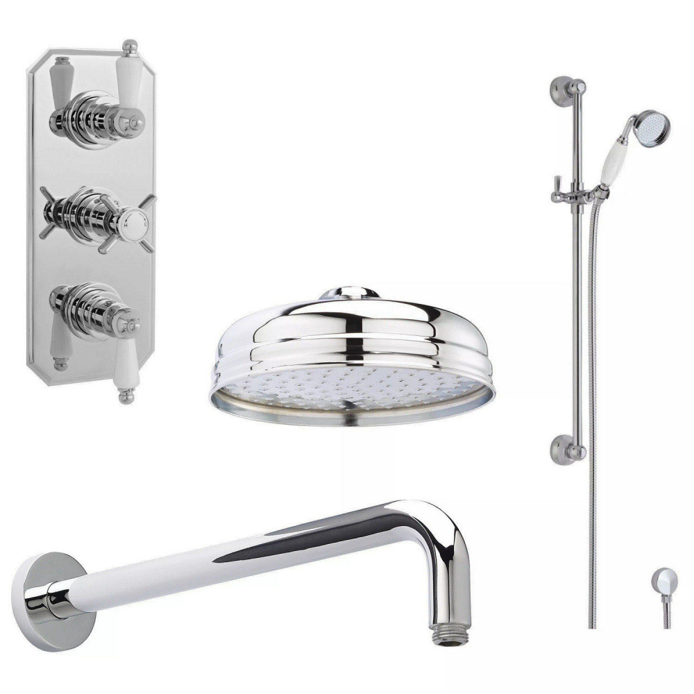 Nuie Traditional Chrome Edwardian Two Outlet Concealed Shower Set