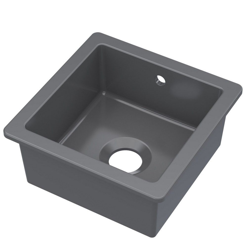 Nuie Undermount 457mm Fireclay Matt Black Squared Kitchen Sink