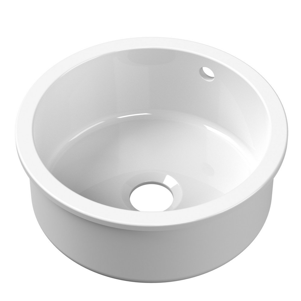 Nuie Undermount 460mm Fireclay White Rounded Kitchen Sink (1)