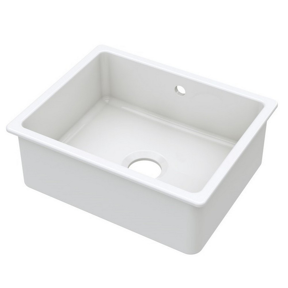 Nuie Undermount 548 x 442mm Fireclay White Kitchen Sink