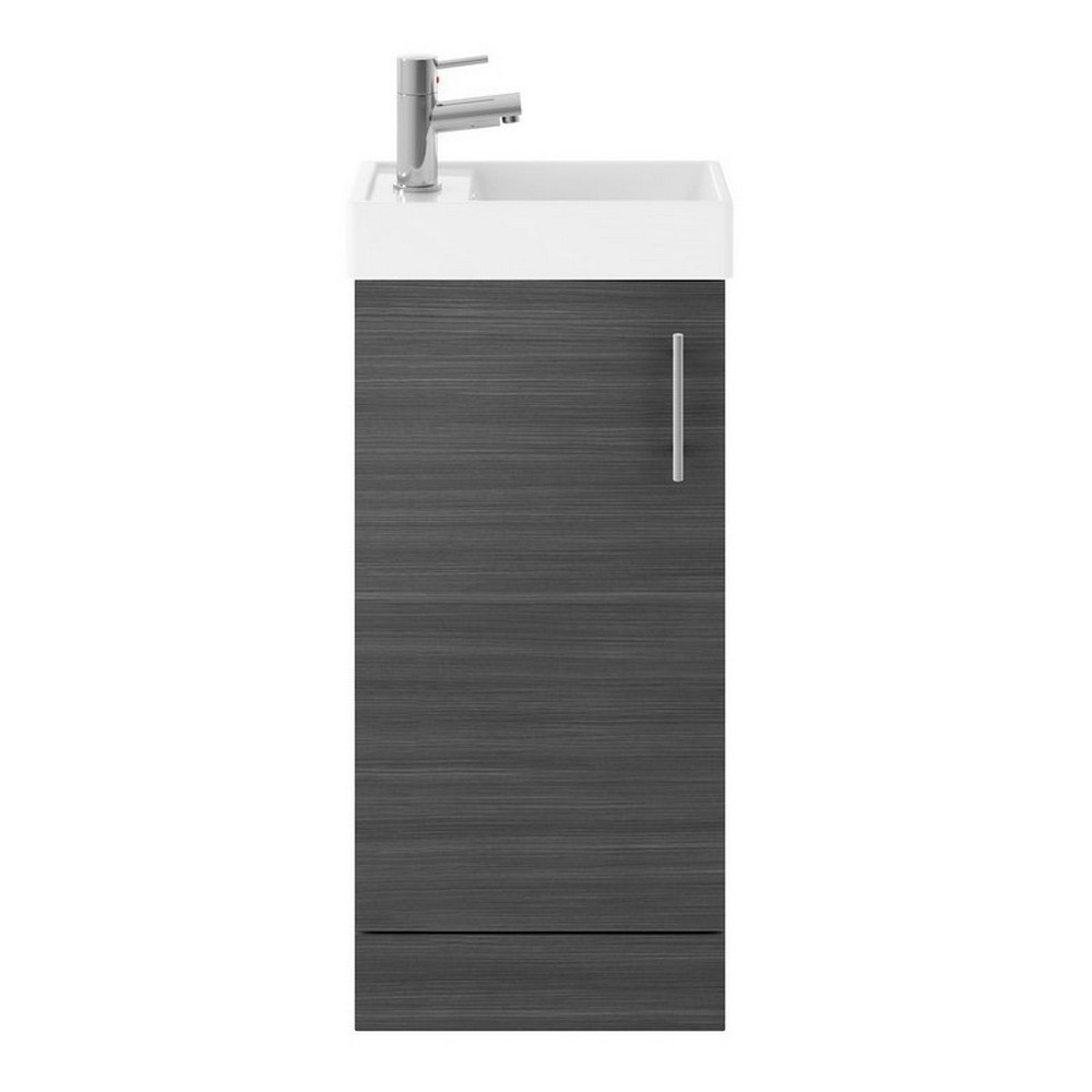 Nuie Vault 400mm Floor Standing Anthracite Woodgrain Vanity Unit with Basin