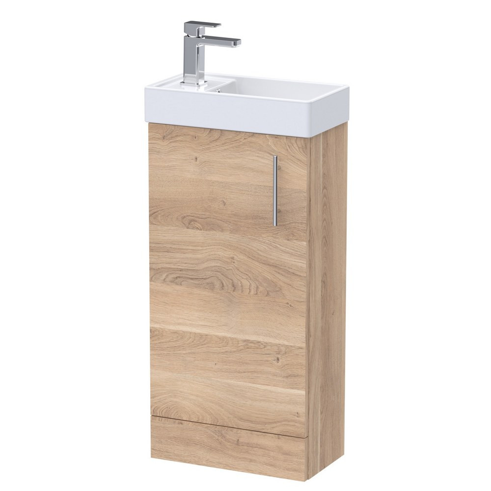 Nuie Vault 400mm Floor Standing Bleached Oak Vanity Unit with Basin
