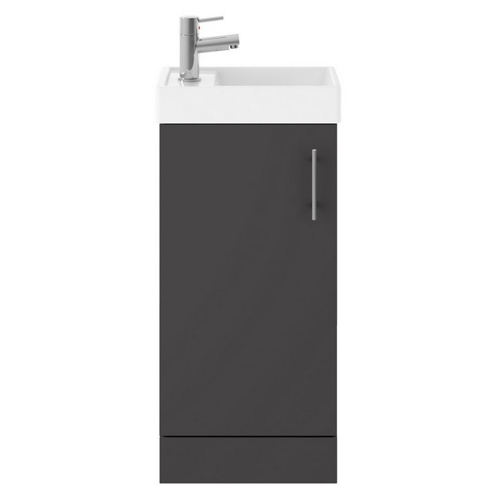 Nuie Vault 400mm Floor Standing Gloss Grey Vanity Unit with Basin