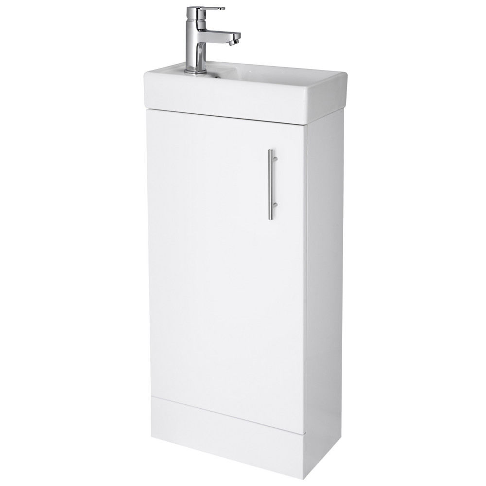 Nuie Vault 400mm Floor Standing Gloss White Vanity Unit with Basin