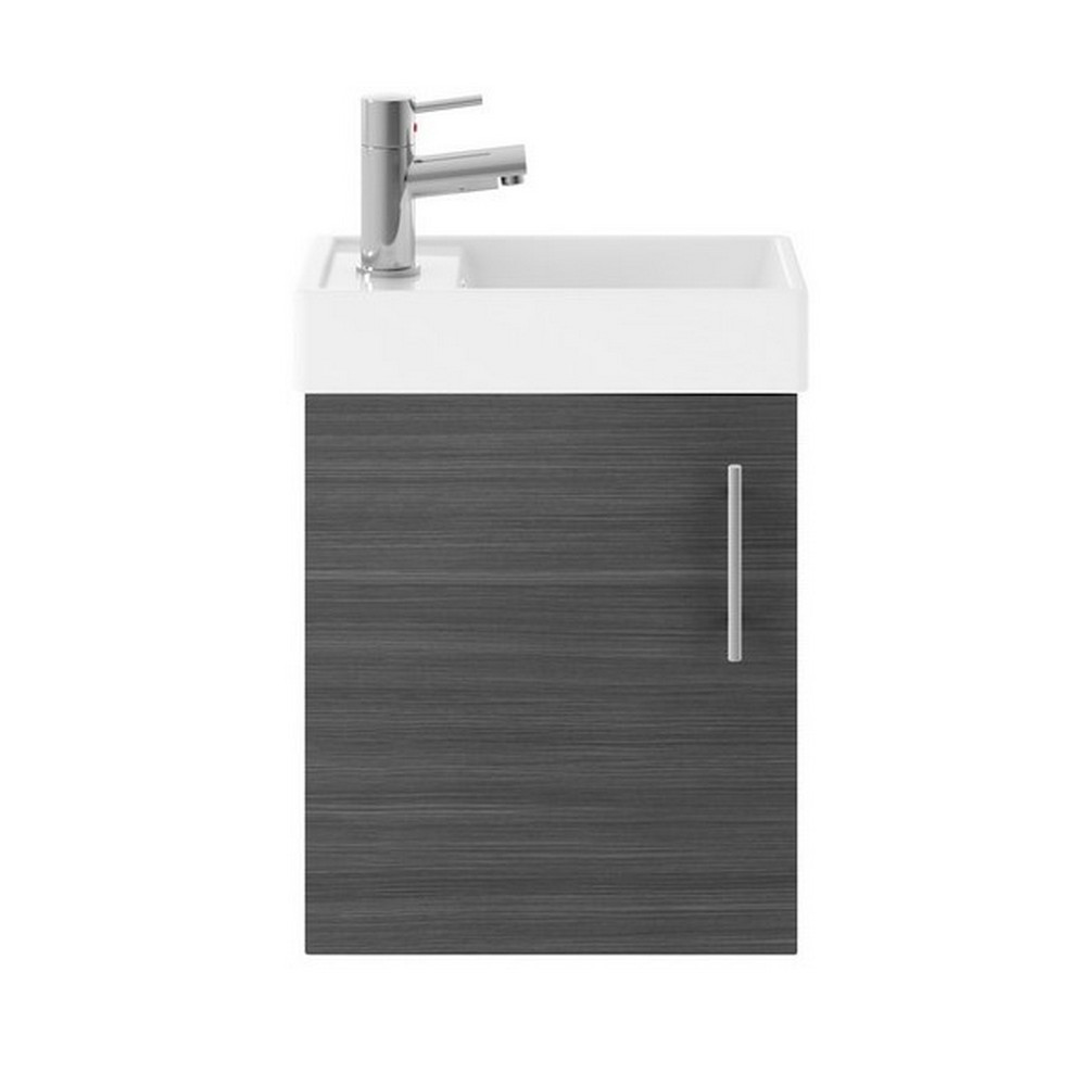 Nuie Vault 400mm Wall Hung Anthracite Woodgrain Vanity Unit with Basin