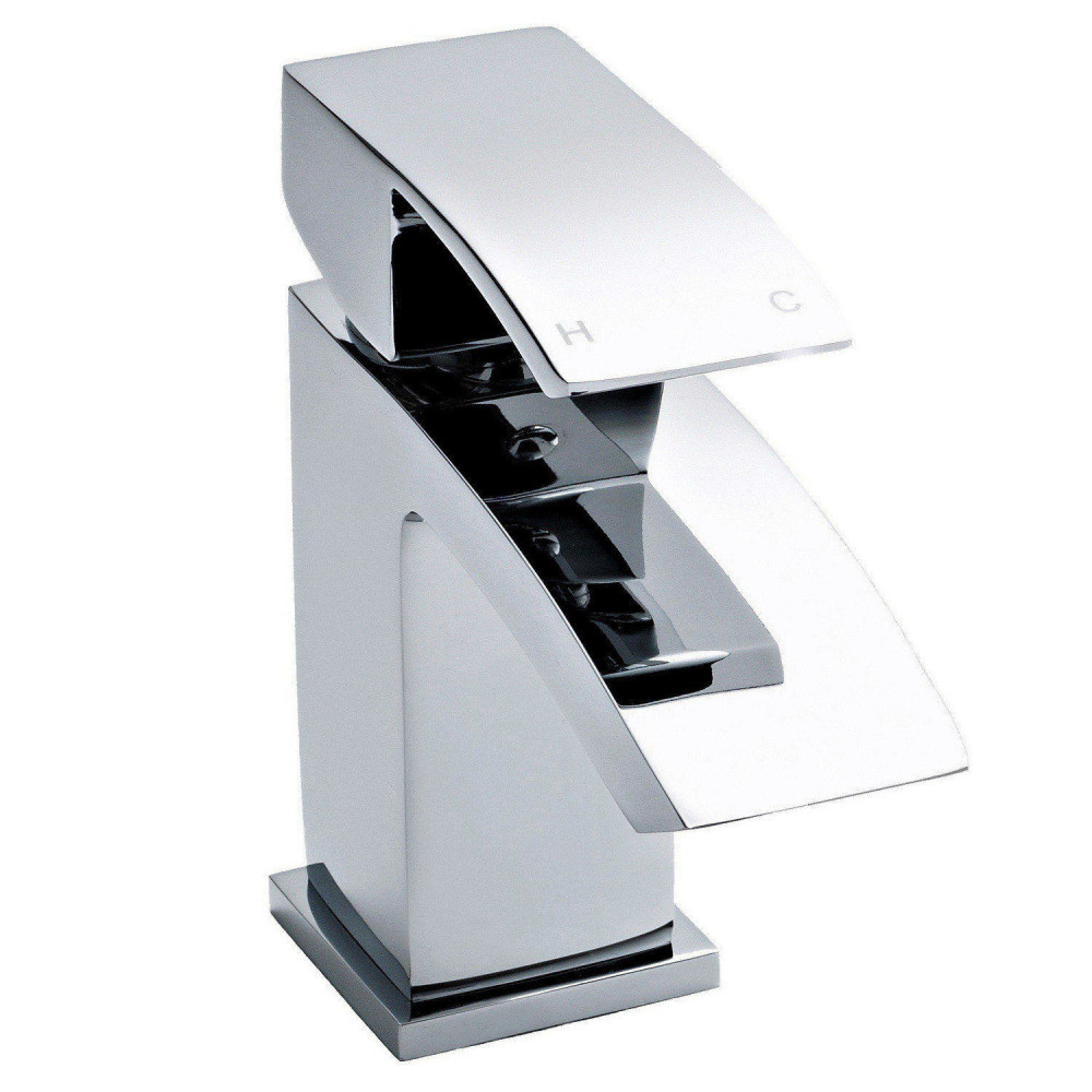Nuie Vibe Chrome Midi Mono Basin Mixer with Push Button Waste