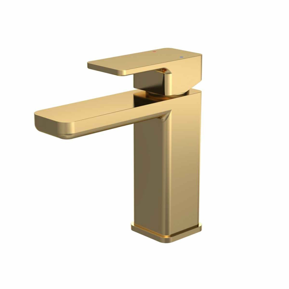 Nuie Windon Brushed Brass Mono Basin Mixer with Push Button Waste