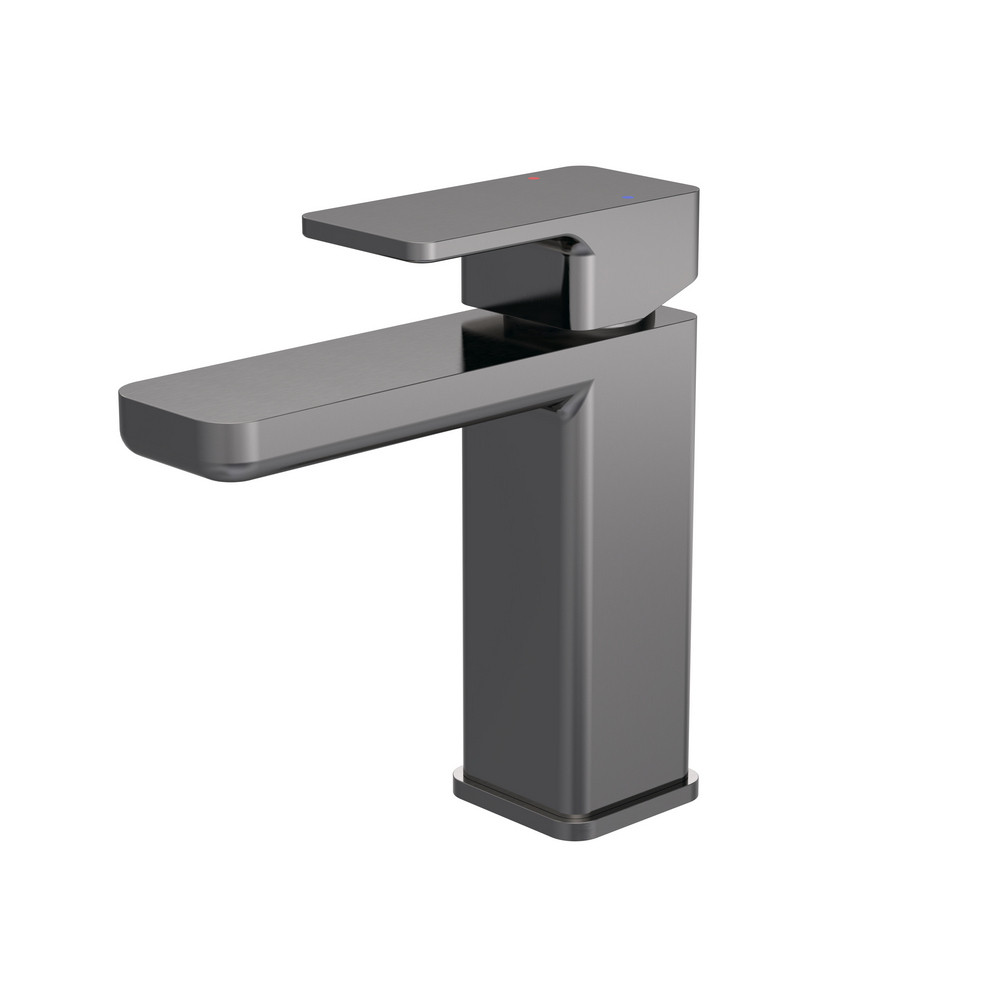 Nuie Windon Brushed Gunmetal Mono Basin Mixer with Push Button Waste
